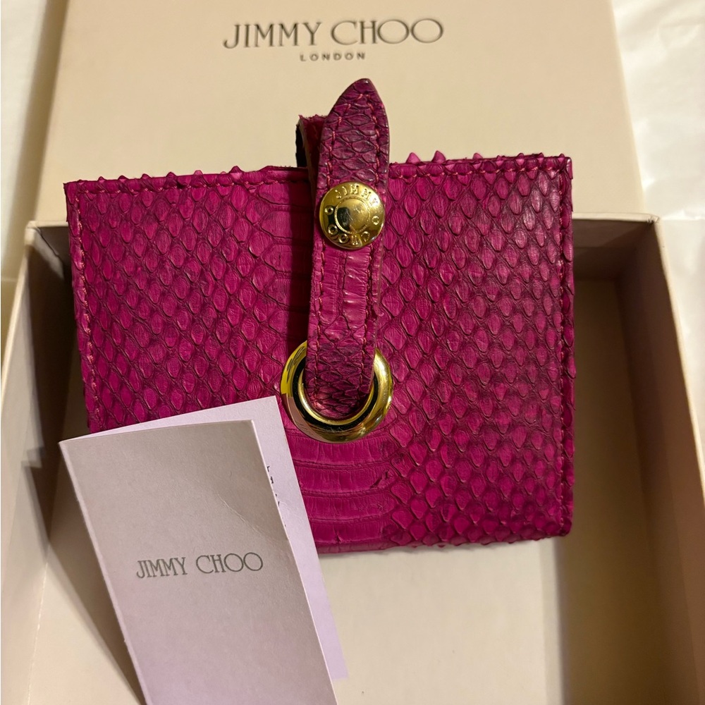 💕Vintage Jimmy Choo magenta water snake Bifold snap closure wallet